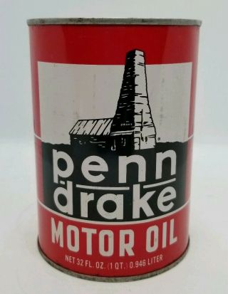 Penn Drake Motor Oil 1 Qt Can Car Gas Metal Tin Sign Vintage Nos Sae40
