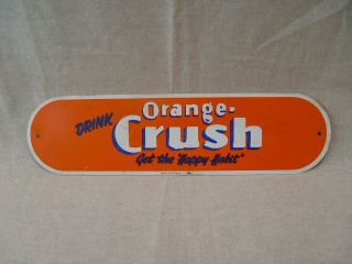 Vintage Drink Orange Crush Soda Get The Happy Habit Tin Advertising Strip Sign