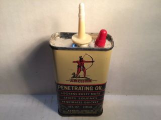 Vintage Archer Oil Can Nos Full Handy Oiler 4 Oz Household Rare 3 Shell Tin Gm 8