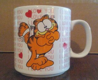 Garfield Coffee Mug,  I Love You Cat Hearts