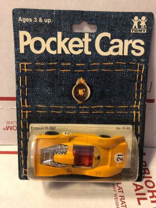 Datsun R 382 Yellow 21 Race Car In Package Tomica Tomy Pocket Cars Japan