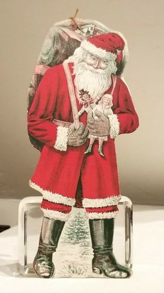 Santa Claus With Miniature Toy Harp.  Early Advertising Orn.  Wingate,  Minneapolis