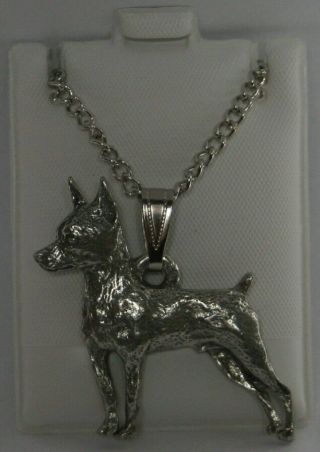 Miniature Pinscher Dog Harris Fine Pewter Pendant W Chain Necklace Usa Made