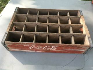 Vtg Wooden Wood Coca - Cola Coke Soda Crate 24 Pack Glass Bottles 2