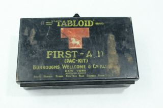 Vintage Tin Tabloid First Aid Pocket Kit W Contents Burroughs Wellcome & Co.