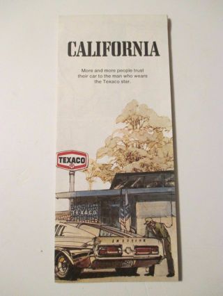 Vintage 1972 Texaco California Oil Gas Service Station Road Map