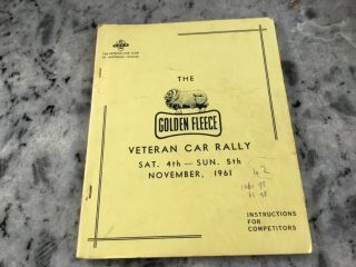 Golden Fleece Veteran Car Rally 1961 Instructions For Competitors Veteran Club