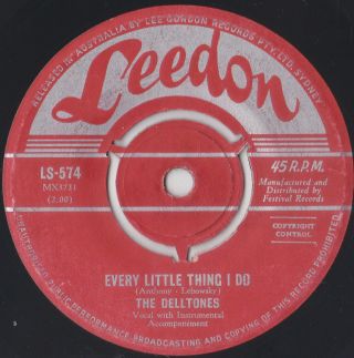 Delltones 45: Every Little Thing I Do/tonight Aussie Leedon Ls 574 Ex/nm 1959