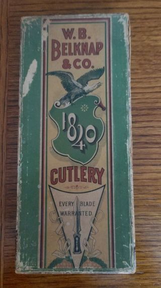 Antique 1860 - 1880 W.  B.  Belknap & Co.  Cutlery Box Great Eagle Graphic Empty Box