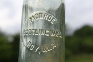 Monroe Bottling Embossed Bottle Roy Alabama Ala Al Rare
