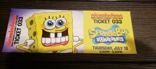 Sdcc19 Exclusive Spongebob Square Pants Booth Ticket For Signing (not)