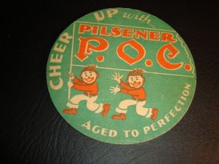Circa 1940s Poc Football Beer Coaster,  Cleveland,  Ohio