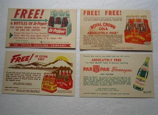 (4) Vintage Advertising Postcards Dr Pepper Nehi Rc Royal Crown Soda Pop Hj5179