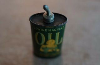 Rare Vintage Sewing Machine Oil Can “Graphics Of Lady” 3