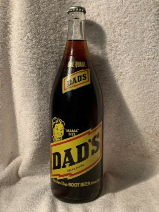 Rare Full 32oz Dad’s Root Beer “mama Size” Acl Soda Bottle Erie,  Pa