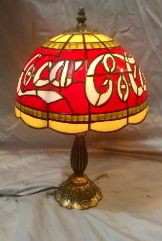Tiffany Style Coca - Cola Stained Glass Plastic Table / Desk Lamp