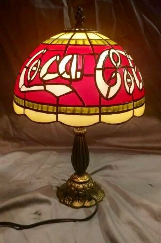 Tiffany Style Coca - Cola Stained Glass Plastic Table / Desk Lamp 3