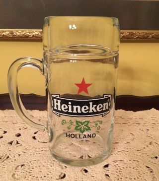 Heineken Holland Beer Large Glass Mug Cup Stein Tall Drinking Glass