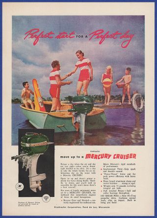 Vintage 1952 Mercury Cruiser Outboard Motor Boating Ephemera 50 