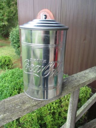 Coca - Cola Medium Galvanized Canister Cookie Jar Container -