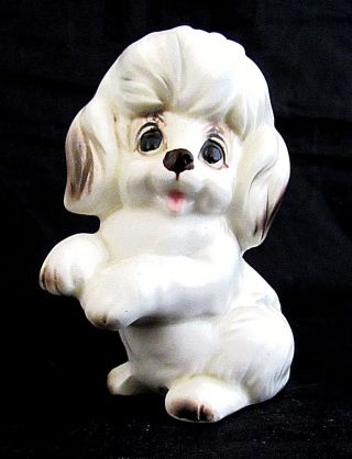 Vintage Poodle Dog Figurine Josef Originals Porcelain White Puppy 3 " Japan