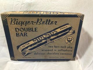 Vintage Mounds 5 Cent Candy Bar Box By Peter Paul - Rare Nra Member Logo On Box