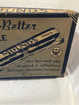 Vintage MOUNDS 5 cent Candy Bar Box by Peter Paul - Rare NRA Member Logo on Box 2