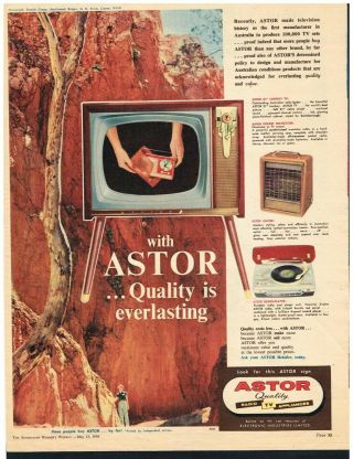 Astor Television Ad Standly Chasm Advert 1959 Vintage Print Ad Retro
