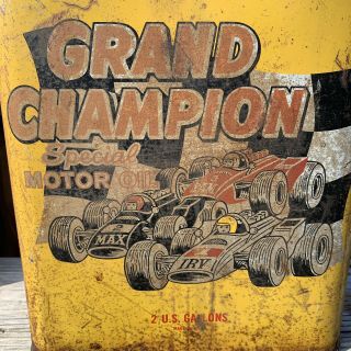 Vintage 2 Gallon Grand Champion Special Motor Oil Graphic Can - Nr