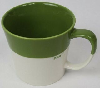 2010 Starbucks TAZO ZEN Coffee MUG WITH LID/COASTER Tea Cup Bone China Green 3