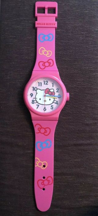 Hello Kitty Wall Clock Wrist Watch 36 Inches Sanrio Co.  2011 Pink Bow