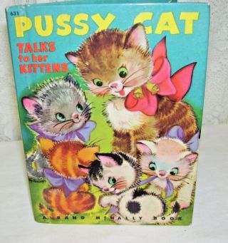 Pussy Cat Talks To Her Kittens By Fannie E.  Mead 1948 Rand Mcnally
