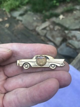Vintage Chevy Chevrolet 100 Car Club Gold Filled Enamel Tie Clip Bar 1/20 12k Gf