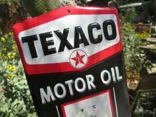 Texaco Motor Oil And Gasoline Thermometer Embossed Metal Sign The Texas Compstar