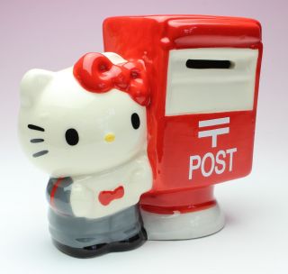 Hello Kitty Japan Post Letter Carrier Mailbox Ceramic Money Coin Bank