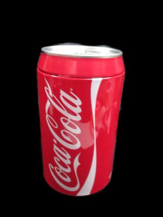 Coca - Cola Tin Can Piggy Bank Coin Bank Red Swish Logo -