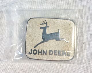 John Deere Bright Silvertone Dress Belt Buckle