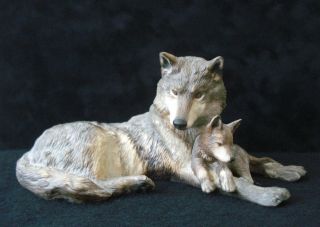 National Wildlife Federation " Woodland Repose " Wolf & Pup 1984 Nicholas Wilson