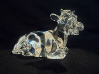 Clear Crystal Glass Cow Figurine