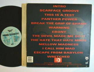 RAP LP - PARIS - THE DEVIL MADE ME DO IT 1990 Tommy Boy TB - 1030 w/ Inner Sleeve 2