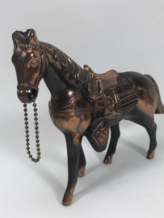 Vintage 1940 ' s 50 ' s Pot Metal Bronze Copper Horse Figurine Carnival Prize - 5.  25 