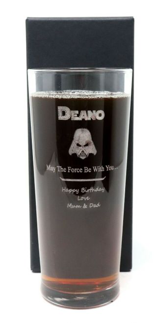 Personalised Darth Vader Star Wars Pint Glass Gift 18th/21st/30th/40th Birthday