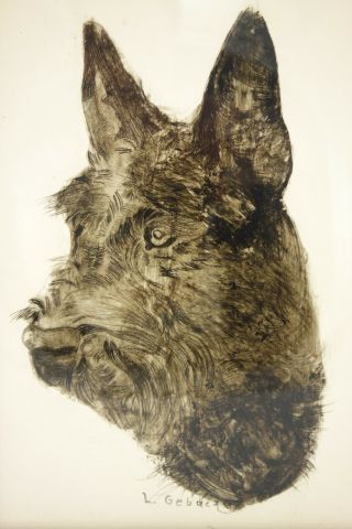 Antique L.  Gebacz Reverse Painting on Glass of a Scottish Terrier Scottie Dog 2