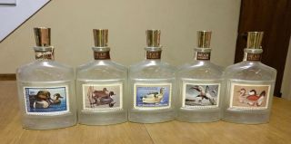 Set Of (5) Jim Beam Bourbon Duck Stamps Series Decanters