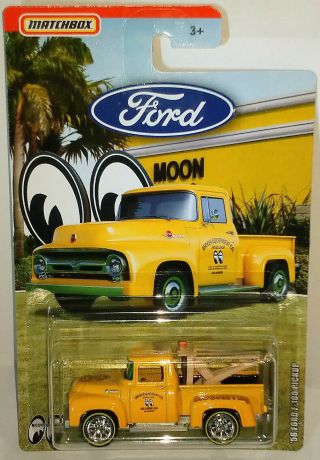 1956 FORD F - 100 PICKUP MATCHBOX CUSTOM MOON EQUIPMENT TOW TRUCK WITH REAL RIDERS 3