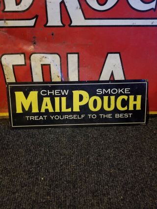 Vintage Old Mailpouch Tobacco Metal Sign Gas Oil Advertising Rare