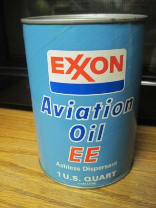 Full Blue Nos Exxon Company Usa Aviation Oil Can Us Quart Lubricating Lube