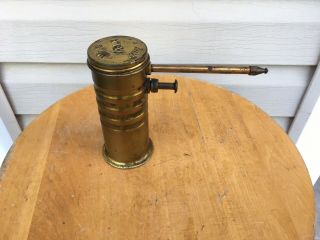 Vintage Eagle Solid Brass Oil Can Oiler Pump No.  66 Made In Usa Lid Dented