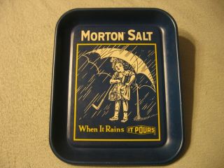 Vintage Morton Salt Umbrella Girl When It Rains It Pours Metal Tray