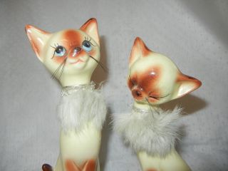 VINTAGE SIAMESE CAT FIGURES RETRO 1950 ' S POTTERY HAND PAINTED 3